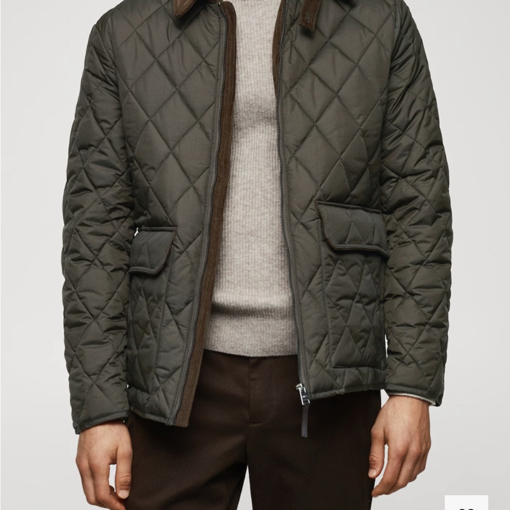 Men's Quilted Jacket - Olive Green